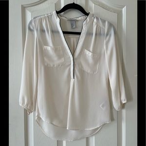 H and m white flowy pocket blouse